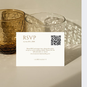 Taupe & Ivory Couple Monogram QR Bröllop OSA Kort