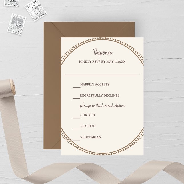 Taupe & Ivory Wedding RSVP Card OSA Kort (Skapare uppladdad)