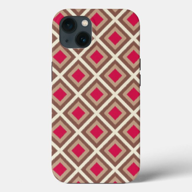 Taupe, lätt genomskinlig, Shock rosa Ikat Diamonds (Baksida)