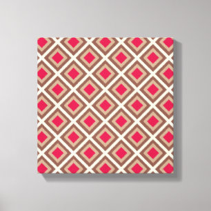 Taupe, lätt genomskinlig, Shock rosa Ikat Diamonds Canvastryck