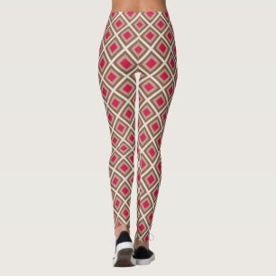 Taupe, lätt genomskinlig, Shock rosa Ikat Diamonds Leggings