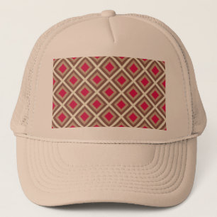 Taupe, lätt genomskinlig, Shock rosa Ikat Diamonds Truckerkeps