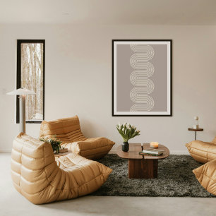 Taupe Lombard Vågiga Linjer Modern Minimalistisk K Poster