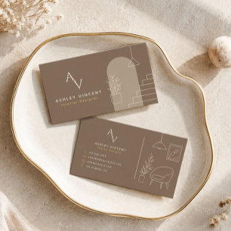 Taupe Lyx Inredningsdesigner Visitkort