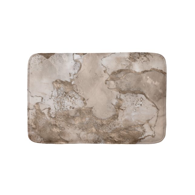 Taupe marble och guld abstrakt badrumsmatta (Framsidan)