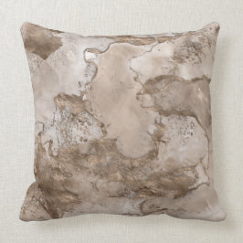 Taupe marble och guld abstrakt dekorativ kudde