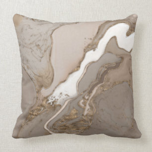 Taupe marble och guld abstrakt dekorativ kudde