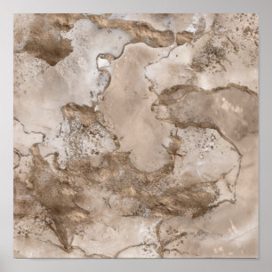 Taupe marble och guld abstrakt poster
