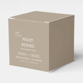 Taupe Minimal natt före repetitionsmiddag Presentaskar