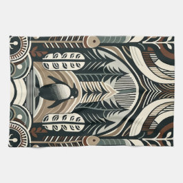 Taupe Mocha Ivory Penguin Forest med Arcs Träd Kökshandduk