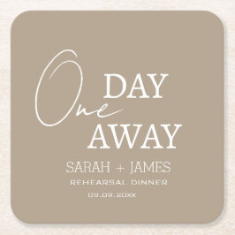 Taupe Modern en dag för repetitionsdag Bröllop Underlägg Papper Kvadrat