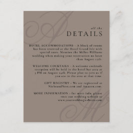 Taupe Modern Kant Eleganta Monogramdetaljer Tilläggskort