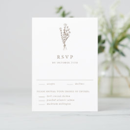 Taupe Modern Minimalist Blommigt Bouquet Bröllop OSA Kort