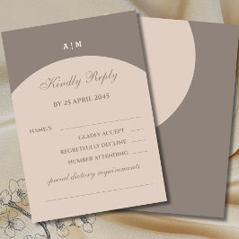 Taupe Monogram Japandi Bröllop OSA Card