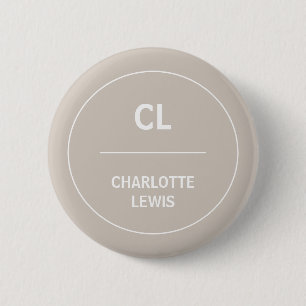 Taupe Monogram Minimal Modern Naturlig Design Knapp
