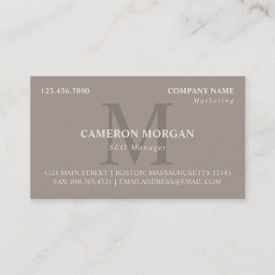 Taupe Monogrammed Professionell Visitkort