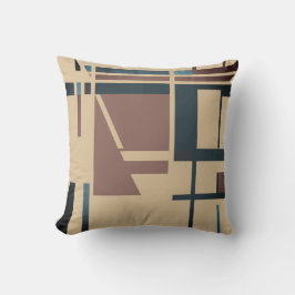 Taupe-Mörken Teal Blue Brown Tan Abstrakt MCM-utse Kudde