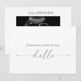 Taupe Muted Gray Ultrasound Photo Pregnancy Card Inbjudningar