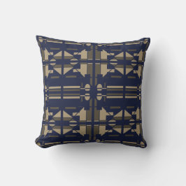Taupe Navy Mediterranean Larle Tile Mosaics Motif Kudde