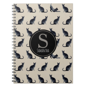 Taupe och akvarellsvart kattälskare anteckningsbok