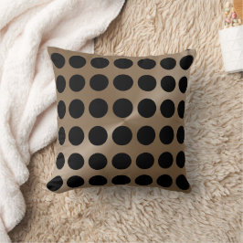 Taupe och Black Big Dots Modern Mönster Kudde