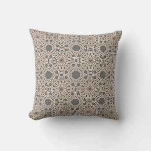 Taupe och Grått Geometric Hexadecagon Mönster Kudde