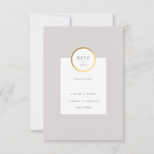Taupe och guldcirkel Monogram Bröllop OSA Kort