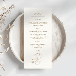 Taupe och Ivory Monogrammed Bröllop Menu Program