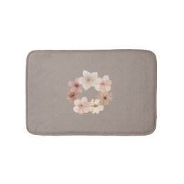 Taupe och Rosa Blommigt Bath Mat | Elegant Bathroo Badrumsmatta