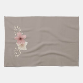 Taupe och Rosa Blommigt Kitchen Towel | Elegant -  Kökshandduk