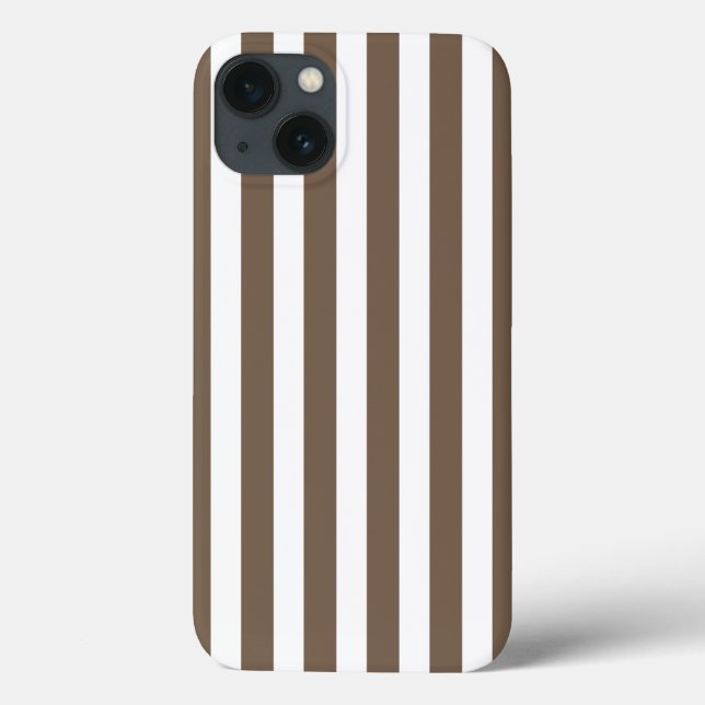 Taupe och vit kandy rand Fodral-Mate iPhone cas (Baksida)