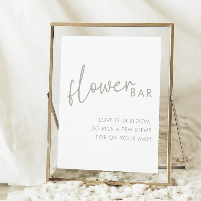Taupe och vit minimalistisk Möhippa blomma Pub Poster (Skapare uppladdad)