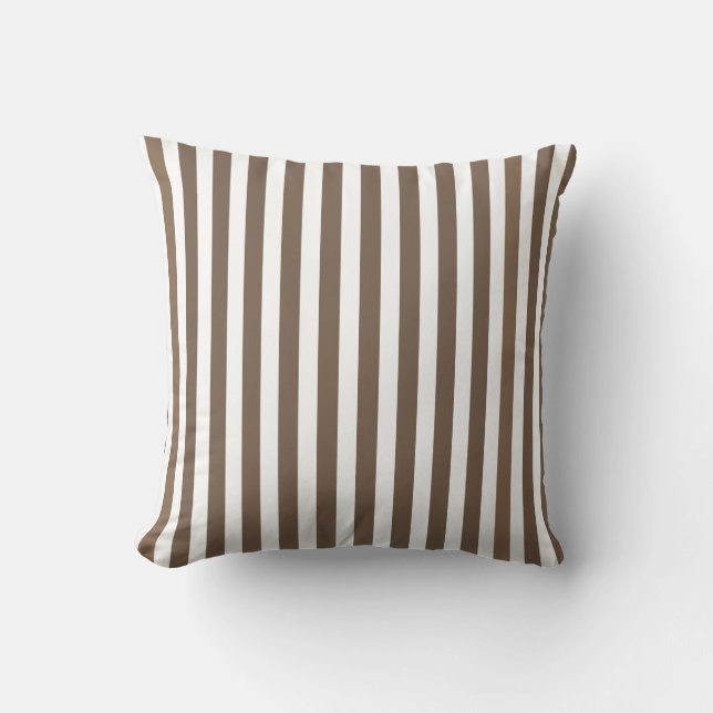 Taupe och white candy rand kudde (Framsida)