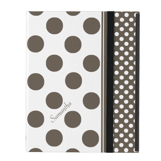 Taupe och White Polka Dot Mönster iPad Case Skydd (Framsidan Closed)