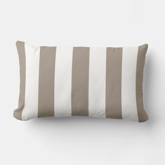 Taupe och White Wide Rand Pillow Lumbarkudde (Framsida)