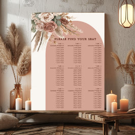 Taupe pampasgräs bröllop placeringskarta poster