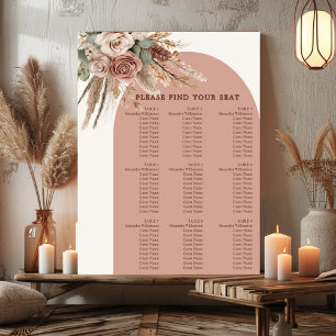 Taupe pampasgräs bröllop placeringskarta poster