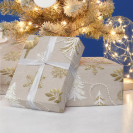 Taupe Pärlren Jul, Champagne Guld Presentpapper