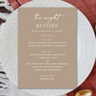 Taupe Rehearsal Dinner   Natt före Smoky Beige Meny