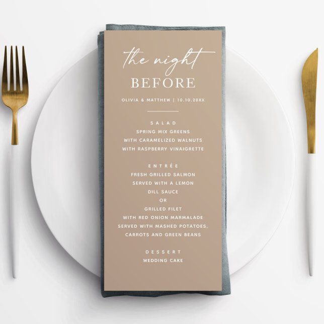 Taupe Rehearsal Dinner | Neutralt natt före Meny (Skapare uppladdad)