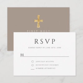 Taupe Religiösa Kor Boy First Communion OSA Kort
