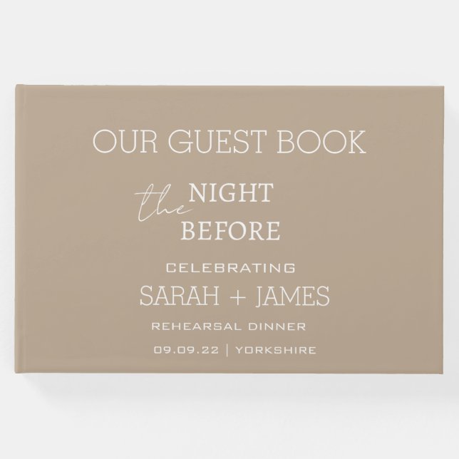 Taupe Reperetitionsmiddag för bröllop kvällen inna Gästböcker (Framsida)