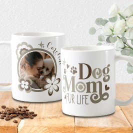 Taupe Retro Hundmamma Foto Kaffemugg