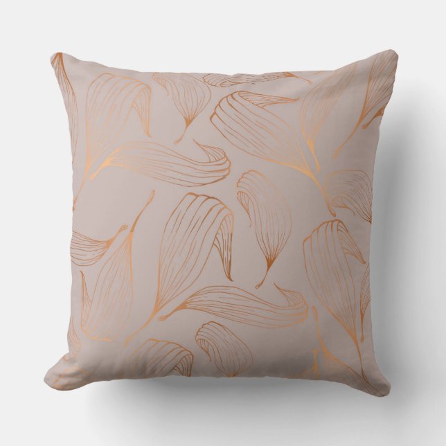 Taupe Reversible Pillow guld Löv Kudde (Framsida)