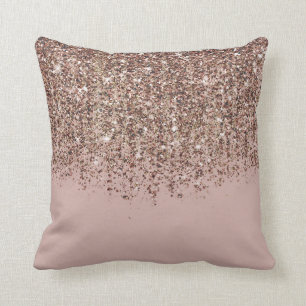 Taupe Rod Pink Rosa Guld Brons Glitter Kaskad Kudde
