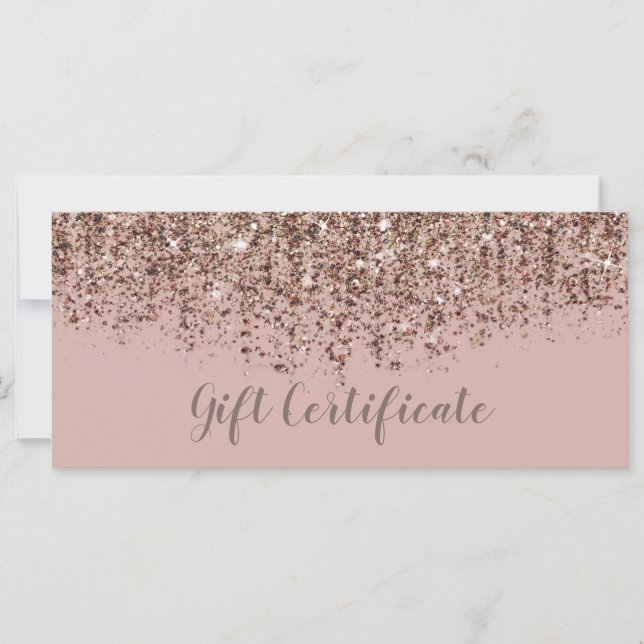 Taupe Rodnad Rosa Brons Glitter Presentkort (Framsida)
