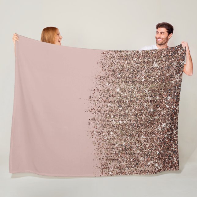 Taupe Rodnad Rosa Roséguld Brons Glitter Kaskad Fleecefilt (På plats)