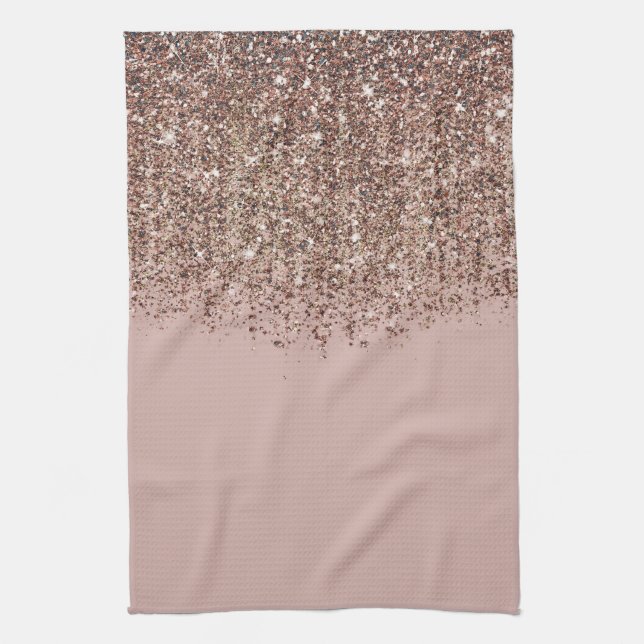 Taupe Rodnad Rosa Roséguld Brons Glitter Kaskad Kökshandduk (Vertikal)