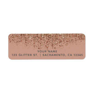 Taupe Rosa & Brons Guld Glitter Glam Chic Fest Returadress Etikett
