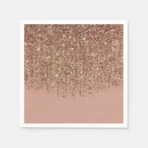 Taupe Rosa & Brons Guld Glitter Glam Fest Pappersservett